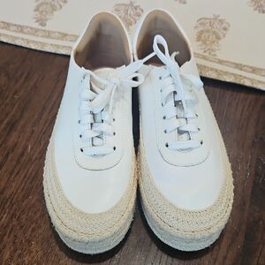 Paolo White Lace-Up Espadrilles Sneakers